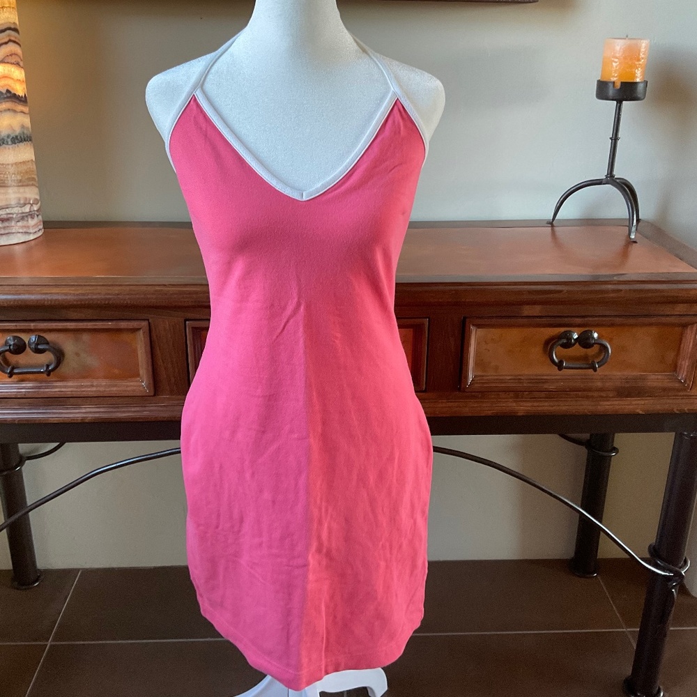 New York & Company Bra Top Halter Dress. White/Melon. Size XS